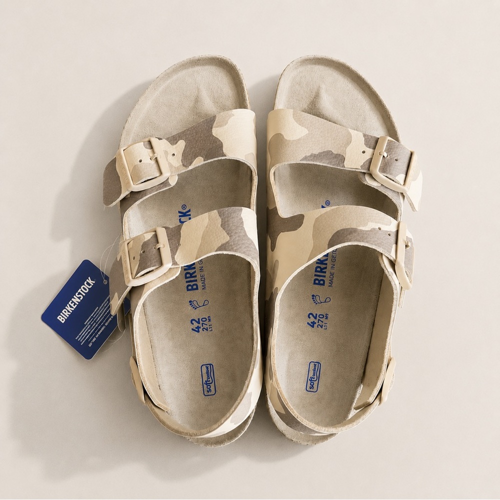 BIRKENSTOCK Milano Gray Taupe Camo Sandals Unisex